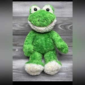 Build a Bear Workshop BAB Frog Plush Stuffed Toy 18” Green Shaggy Happy Smiling